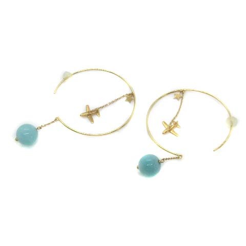 スタージュエリー STAR JEWELRY ピアス 飛行機モチーフ アマゾナイト 