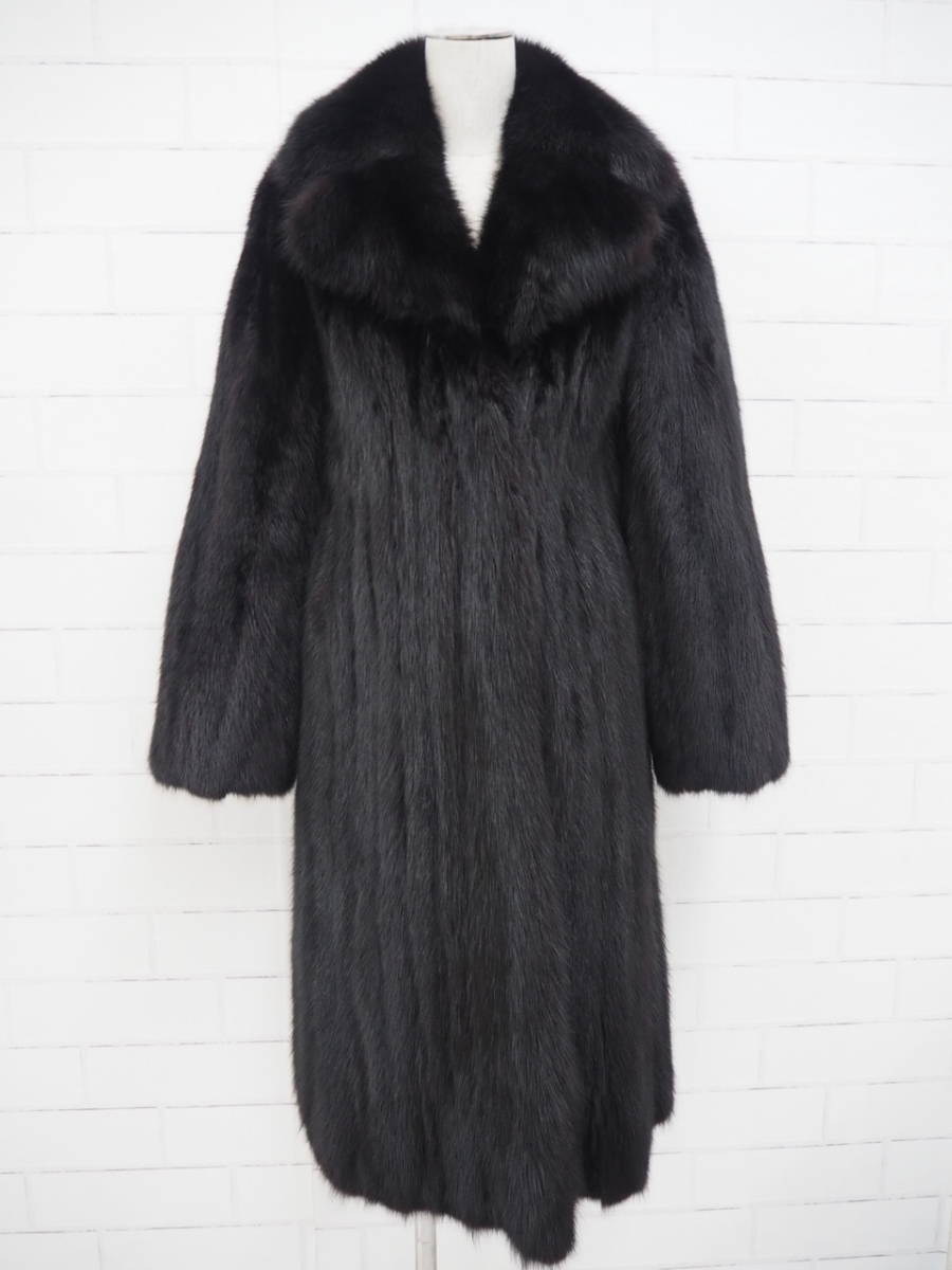 ■セーブル■ロングコート■着丈106㎝■Paris Fur Co■ブラック染め■