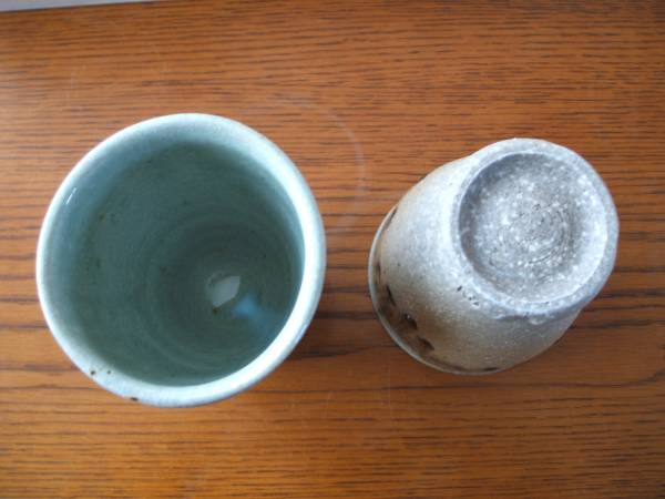 常滑焼 灰釉 ペア湯のみ☆谷川勝明 木箱付定価6300円(2客セット、夫婦 