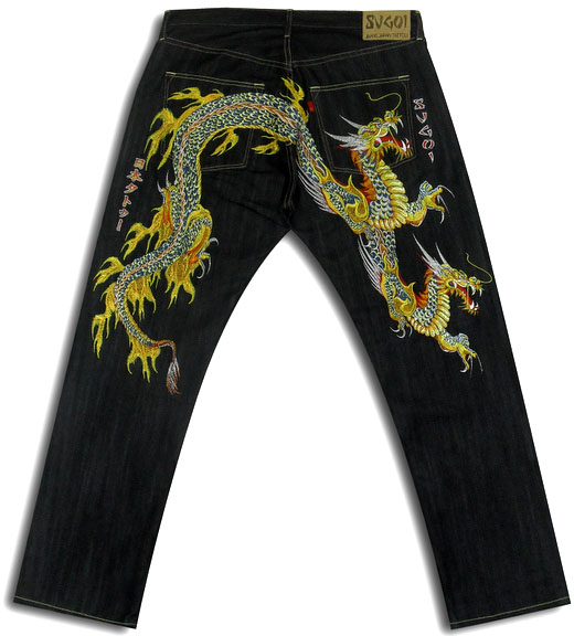 ジーンズ 和彫り 刺青 刺繍 エヴィス エド・ハーディ ヤクザ W30