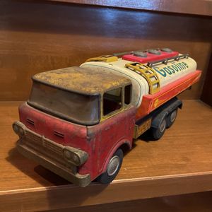 ブリキ　日本石油　タンクローリー　トラック　昭和　レトロ　おもちゃ Yahoo!オークション -「ブリキ タンクローリー」(ビンテージ) の