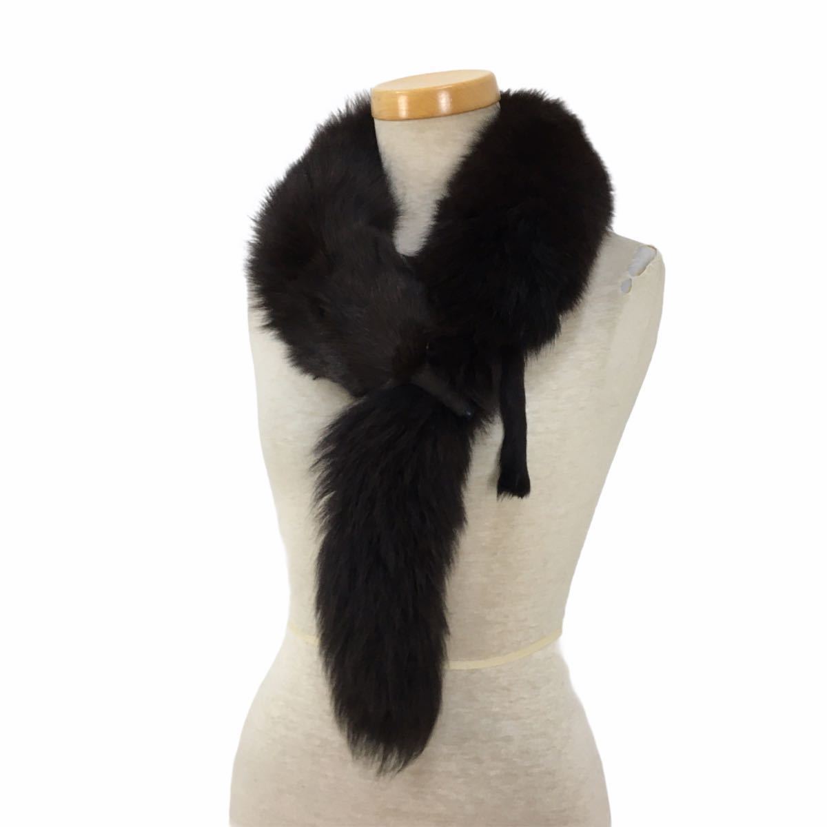 Y327 高級 本毛皮 フォックス FOX 顔付き 毛皮ショール ティペット 