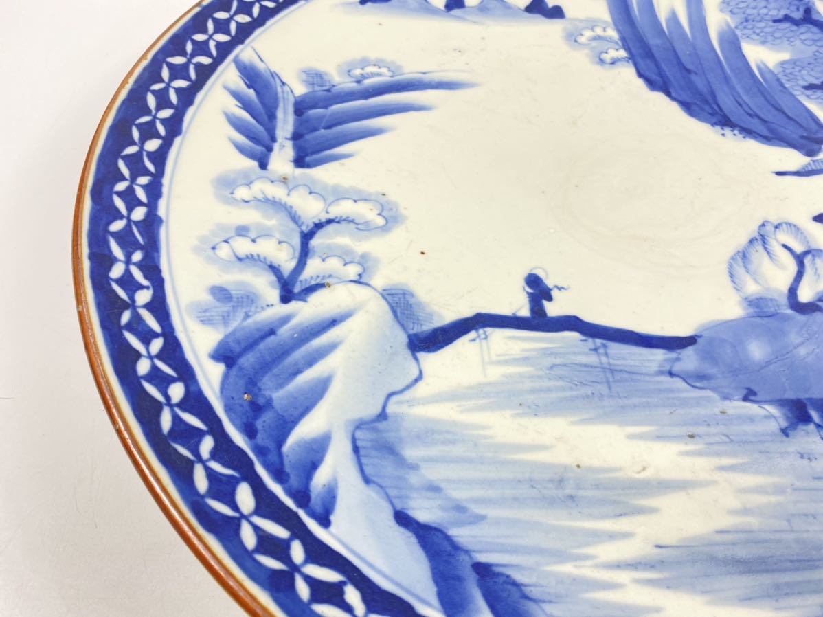 伊万里焼 染付 近江八景図 大皿 飾り皿 直径約49㎝ V 9953A