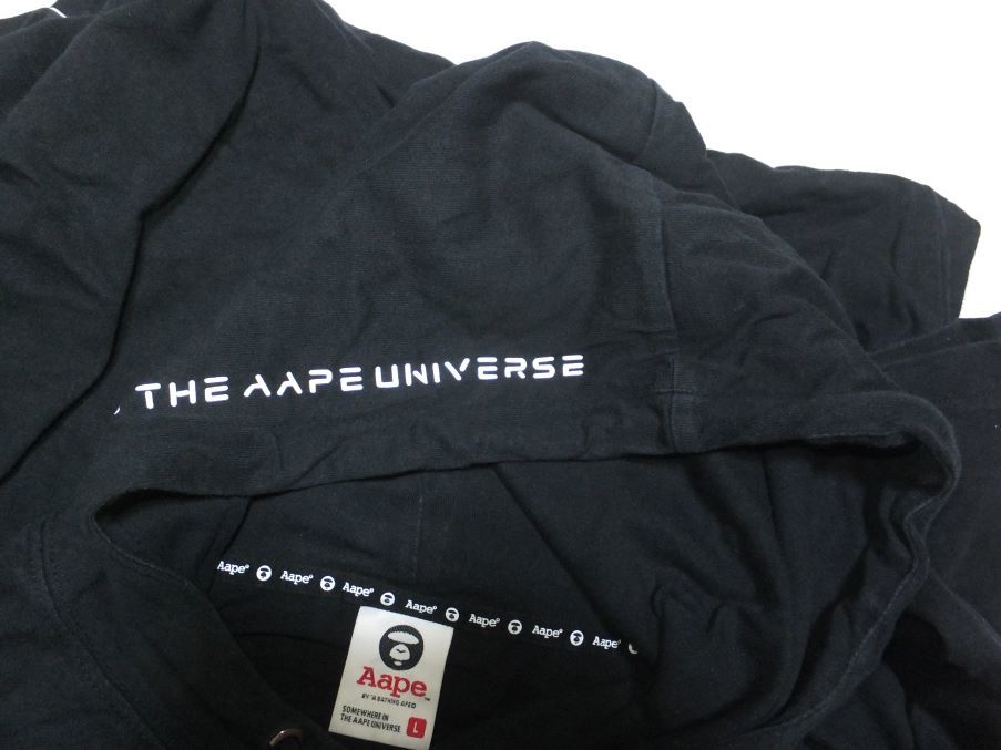 A BATHING APE】 エイプ・半袖パーカー・黒・L・最終値下げ(Lサイズ 