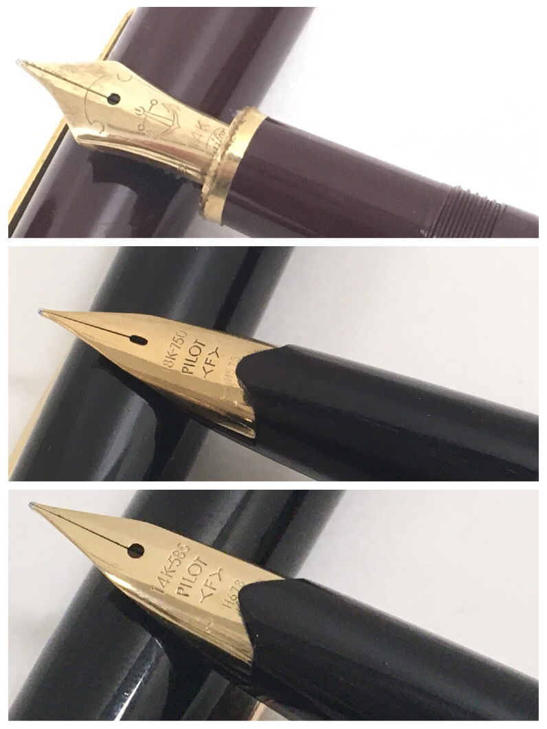 万年筆 パイロット k14 k18 セーラー 2本 K18 プラチナ 万年筆3本K14.2