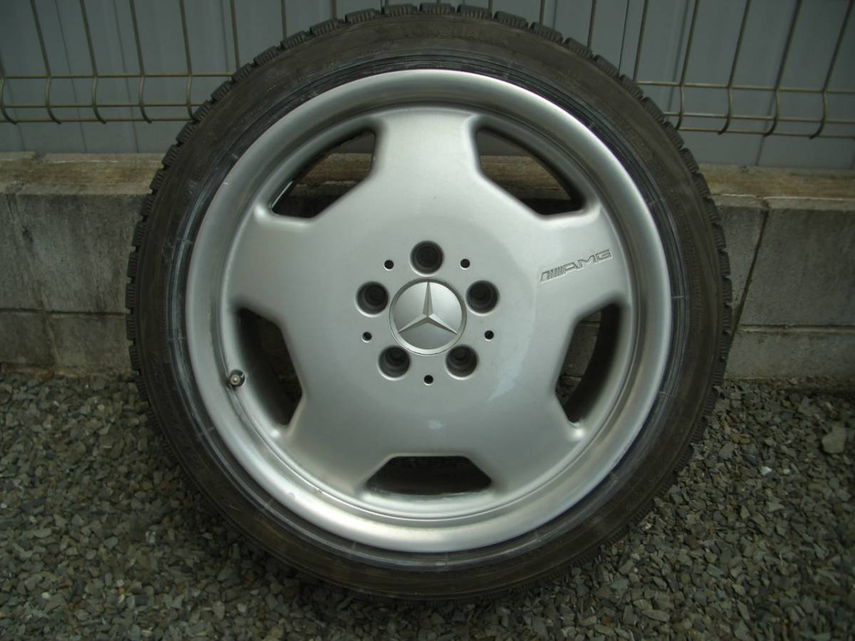ベンツ AMG純正 17インチアルミ 8.5J ET30 1本 W202 Cクラス W208 CLK R170 SLK 現状 215 45 17 古タイヤ付 ジャンク品 メルセデスベンツ AMG 18インチ 純正ホイール CLS55 X10