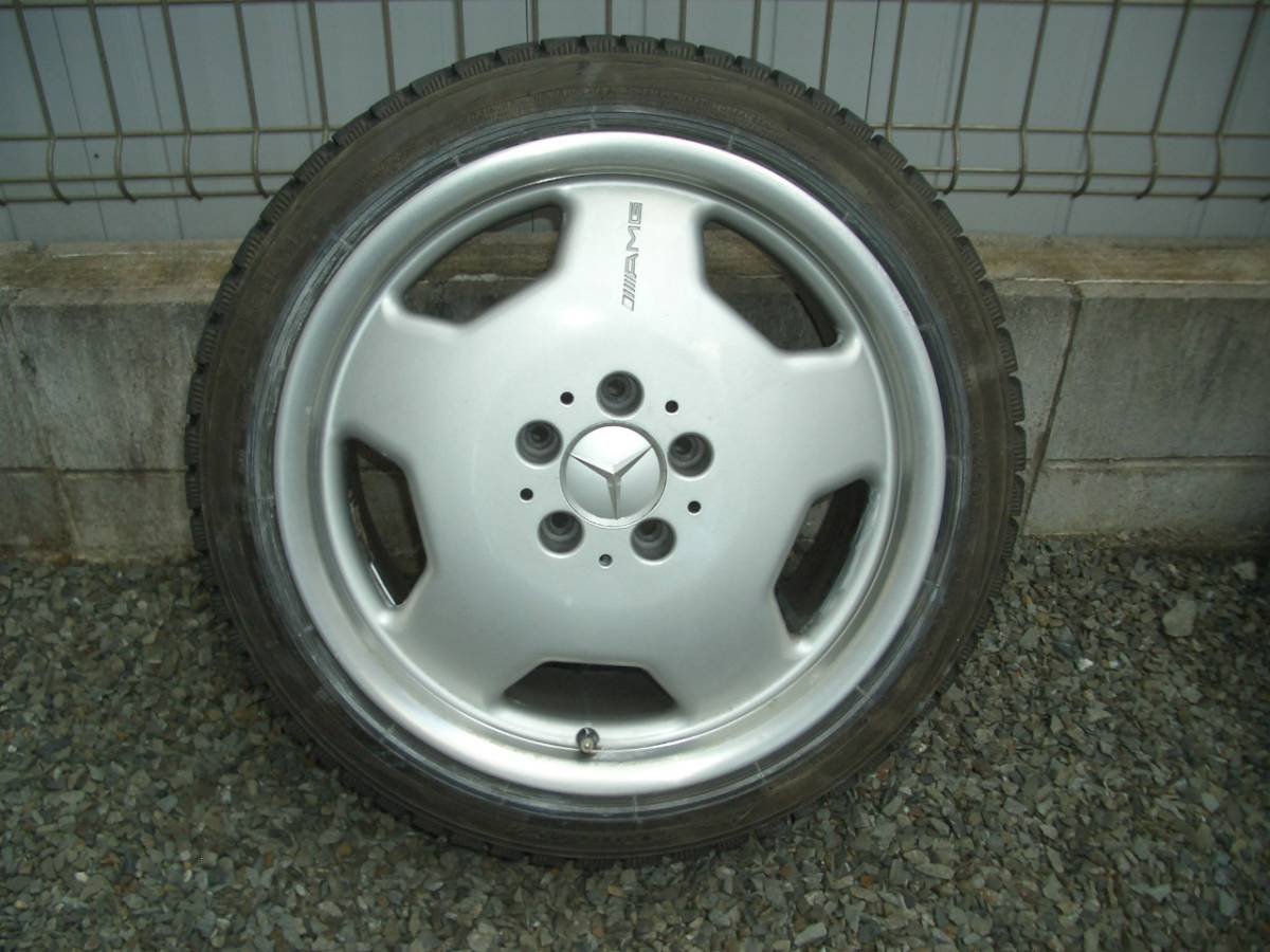 ベンツ AMG純正 17インチアルミ 8.5J ET30 1本 W202 Cクラス W208 CLK R170 SLK 現状 215 45 17 古タイヤ付 ジャンク品 メルセデスベンツ AMG 18インチ 純正ホイール CLS55 X10