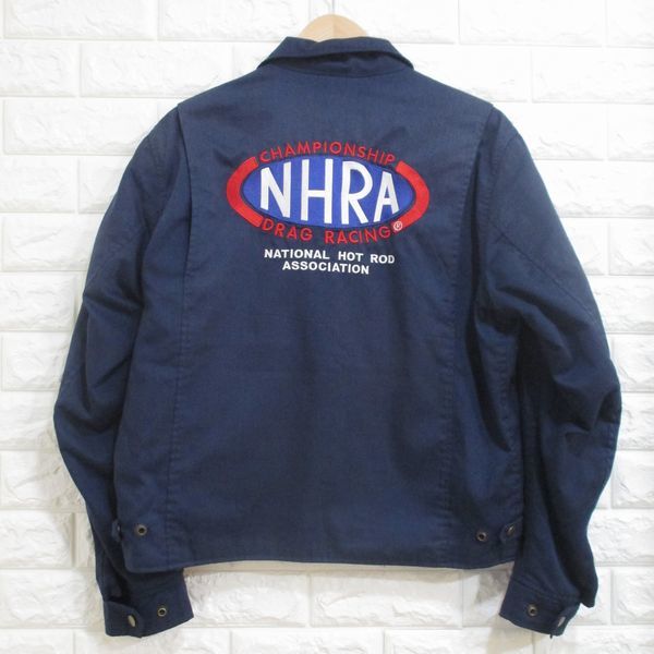 NHRA】訳あり！/色褪せ◇裏地メッシュ ジャケット 文字刺繍◇Lサイズ