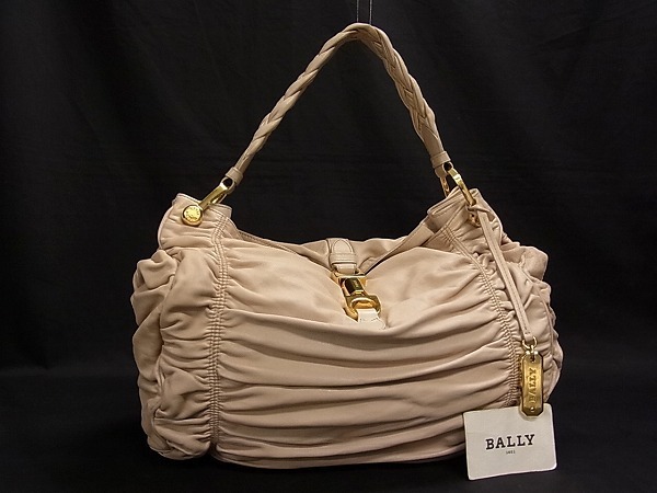1円 BALLY バリー レザー ゴールド金具 編み込み ワンハンドルバッグ 