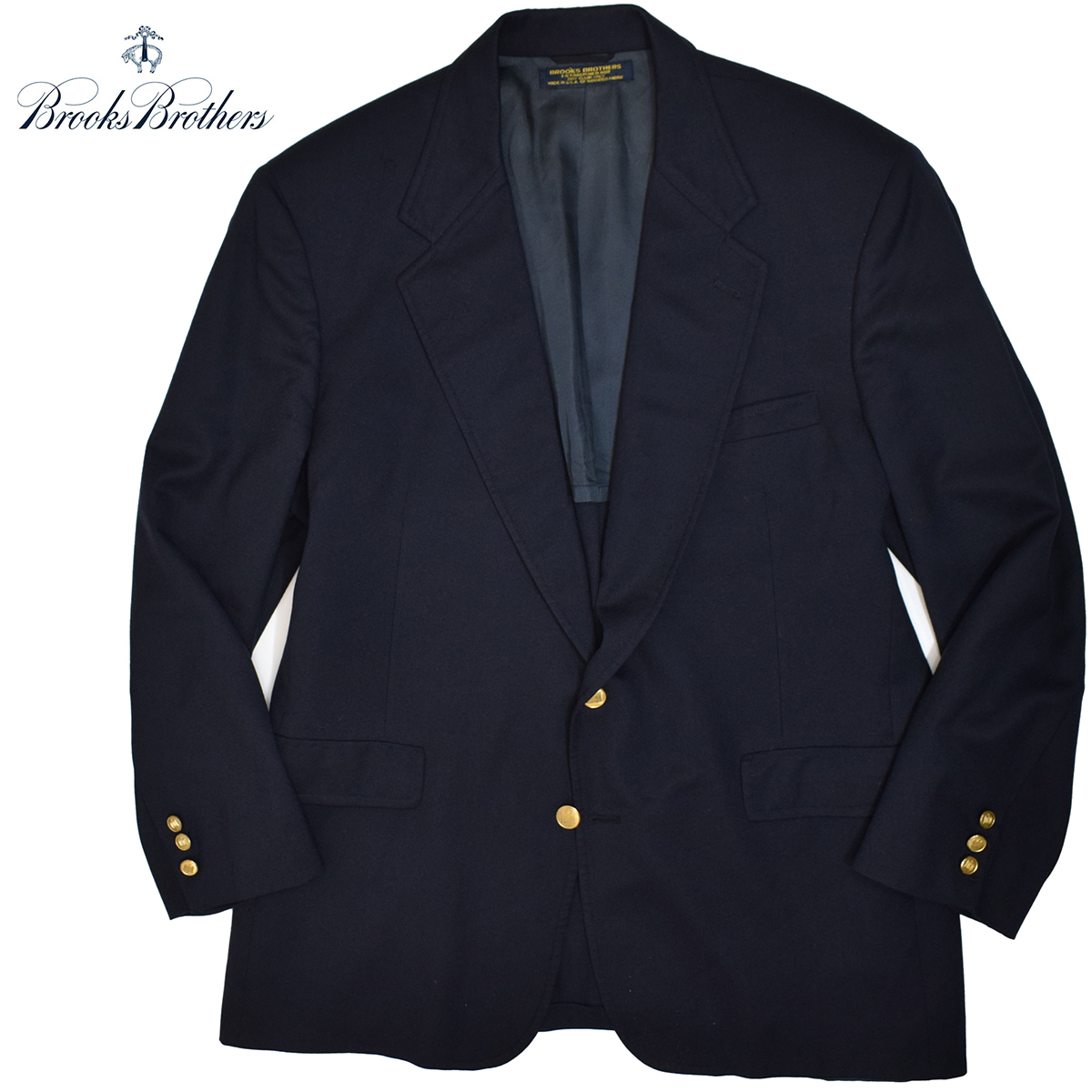 USA製☆BROOKS BROTHERS ブルックスブラザーズ 極上ウール 金ボタン 紺 