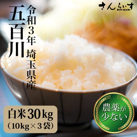新米 お米 30kg 五百川 白米（10kg×3袋）令和3年 埼玉県産