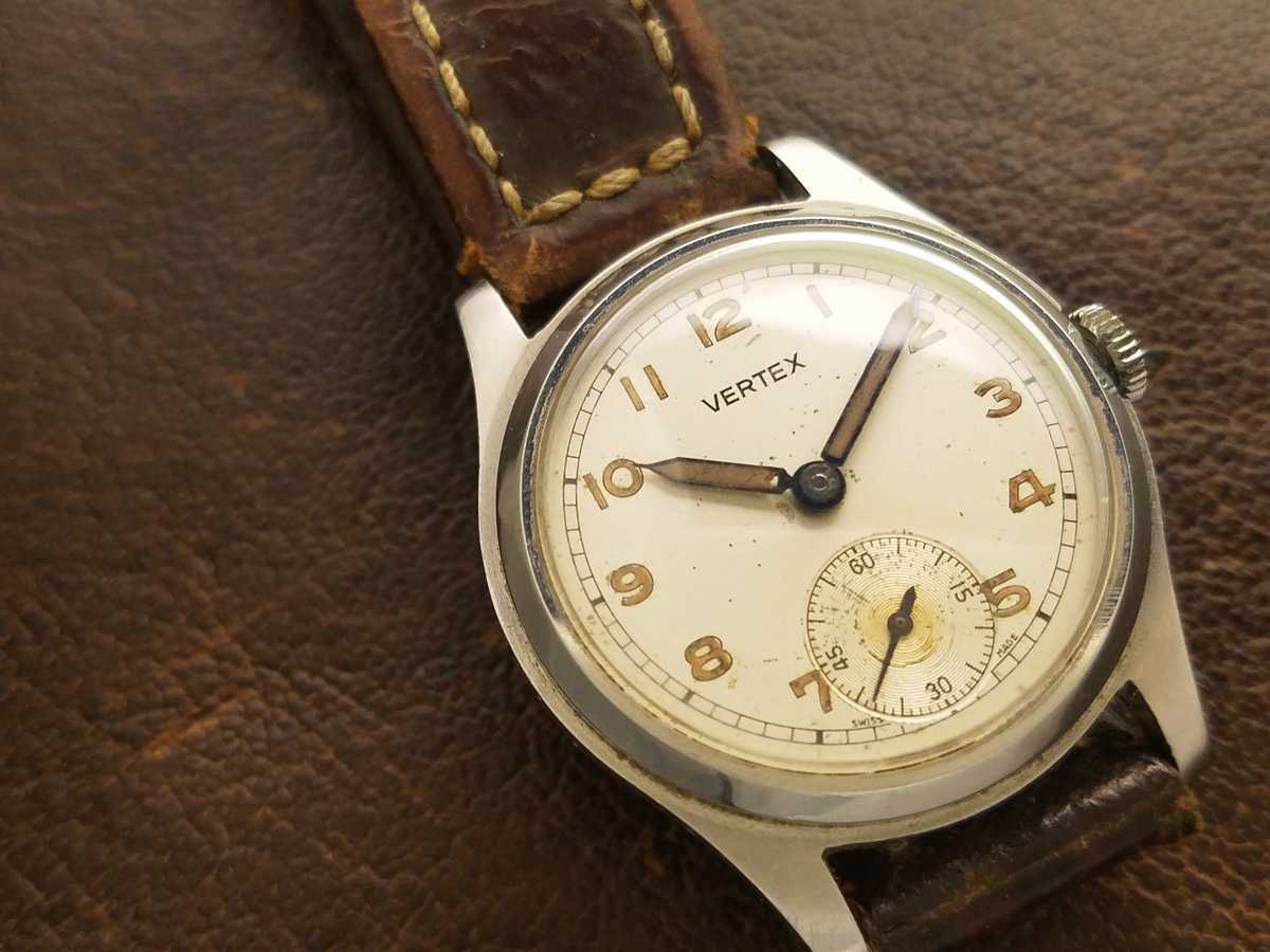 1940年代 英国　VERTEX　オールSS製デニソンケース！オリジナル文字盤！名機REVUE cal.59搭載！販売当時のBOX&保証書付属！