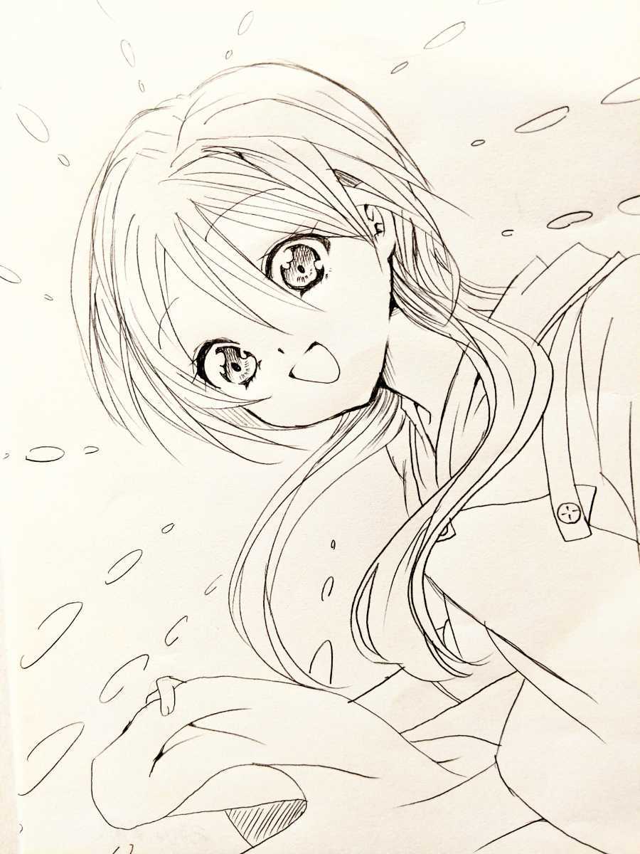 手描きイラスト ラフ画 B6 元気な笑顔 女の子 手描きイラスト 売買されたオークション情報 Yahooの商品情報をアーカイブ公開 オークファン Aucfan Com