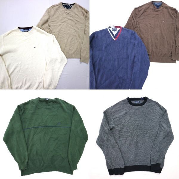 ◎ブランドMIX 無地 ニット セーター set チャップス トミーヒルフィガー 他 (L/XL) 6枚 まとめ USA古着卸 1円スタート 最落なし ME3238