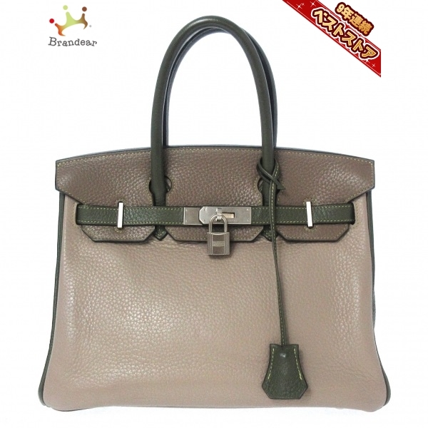 エルメス HERMES ハンドバッグ バーキン30 トリヨンクレマンス エトゥープ×トープ×リケン レディース シルバー金具/パーソナルオーダー