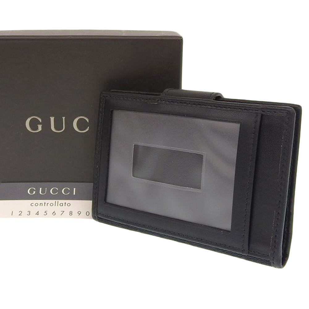 新品！未使用！箱付き！GUCCI グッチ イタリア製 6連 キーケース GC柄 小物 キャンバス レザー 黒 ブラック 正規品 鑑定済み グッチ GUCCI 未使用 ジップアラウンドウォレット 長財布 ハウンド