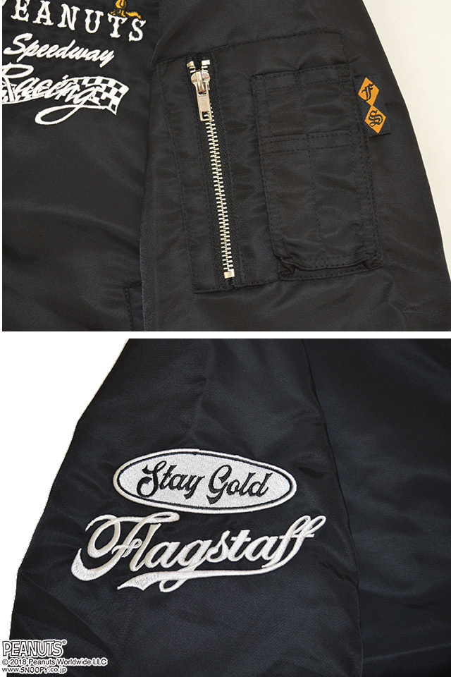 スヌーピー×フラッグスタッフ MA-1ジャケット◇Flagstaff ブラックL 