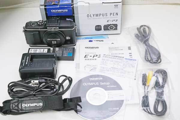 ★美品(シャッター回数:973回): Olympus E-P3　ボディ ブラック 　付属品完備 バッテリー2個付き