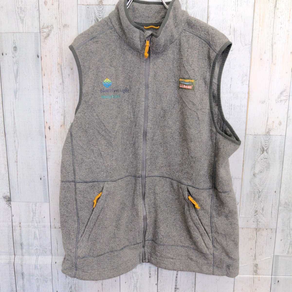 希少 美品 L.L.BEAN エルエルビーン フリースベスト企業ロゴグレー灰色M