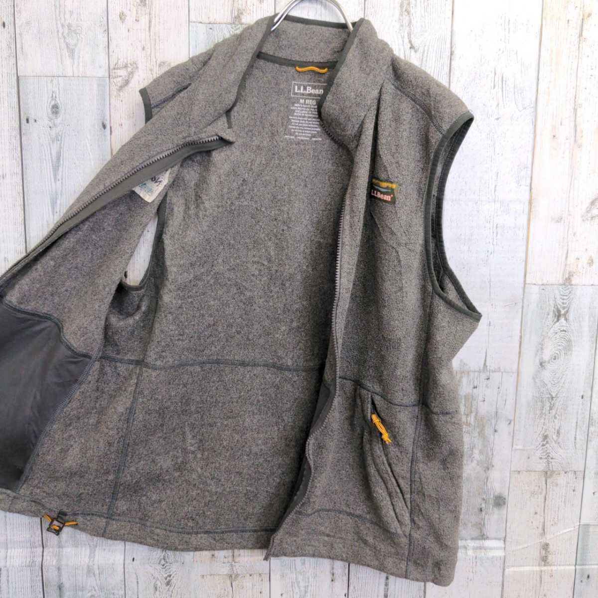希少 美品 L.L.BEAN エルエルビーン フリースベスト企業ロゴグレー灰色M