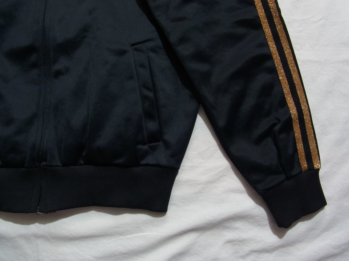 ☆ 80s USA製 ビンテージ adidas アディダス ブラック×金ラメ ジャージ 