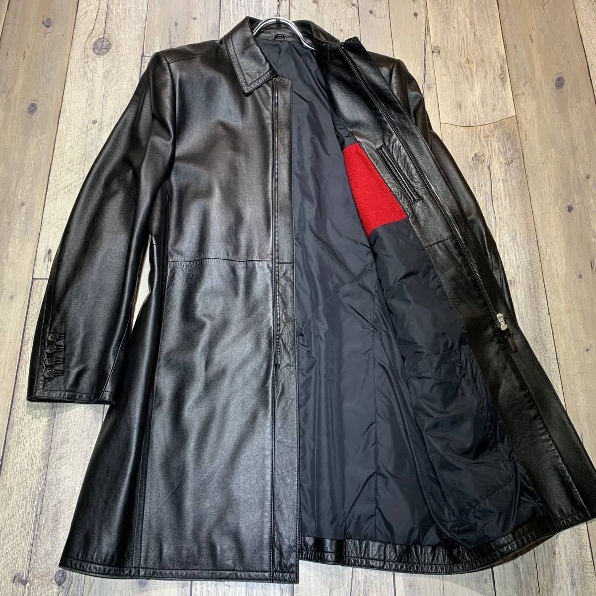 コムサデモード ブラックレザー ロングコート COMME CA DU MODE MEN 