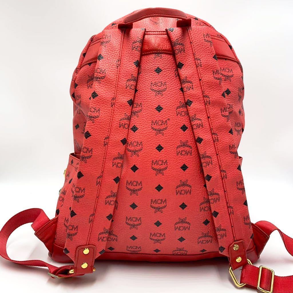 極美品 MCM リュック ヴィセトス柄 スタッズ 大容量 Lサイズ バック 