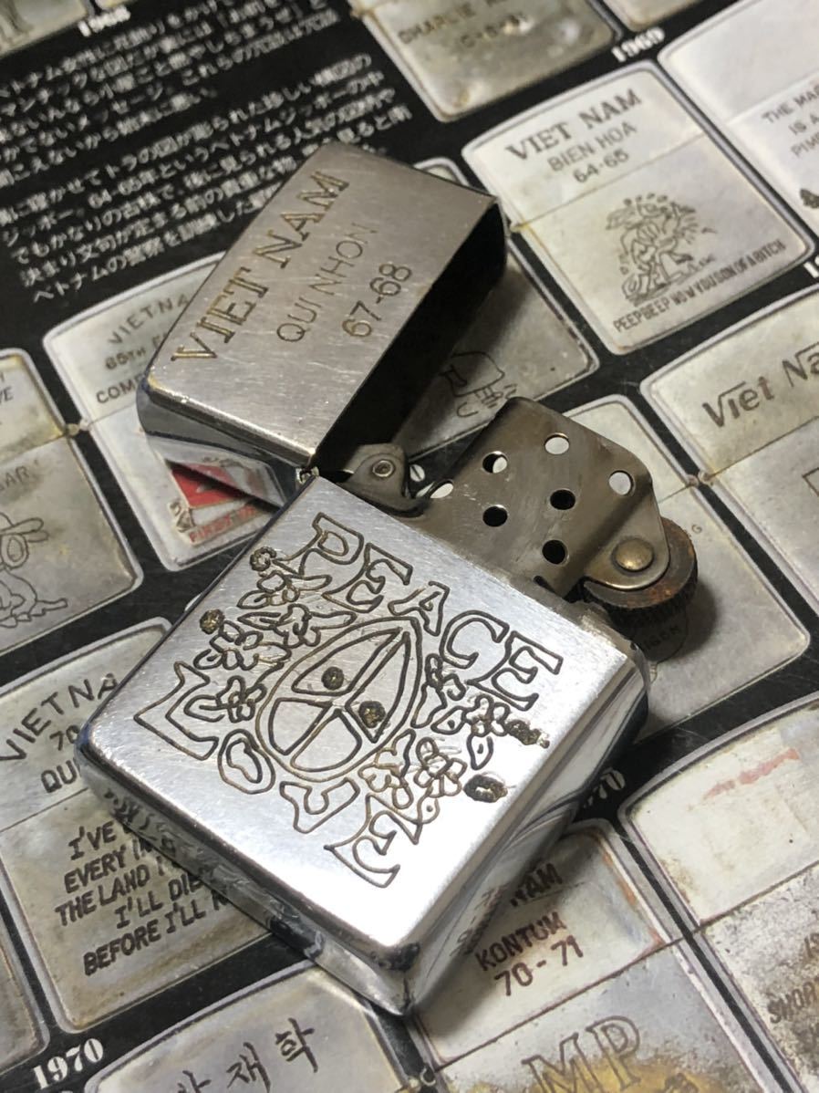 ベトナムZIPPO】本物 1967年製ベトナムジッポー「ラブ＆ピース 