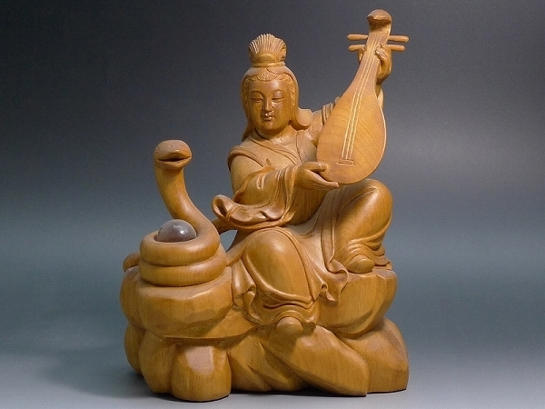 木彫り 七福神弁財天 仏像 木彫り 七福神 念珊閣仏像専門店 弁財天 辨財天