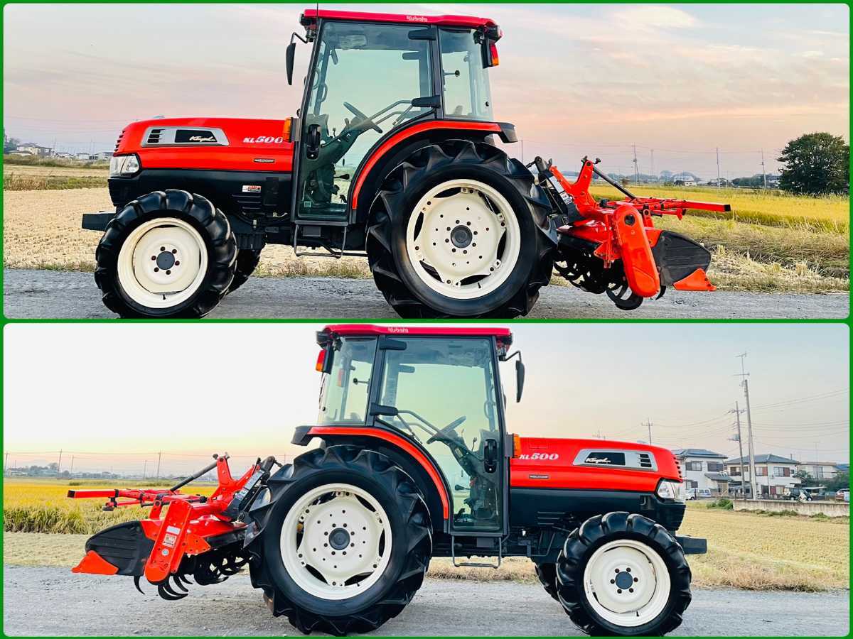 クボタトラクターKL500＊50馬力＊ハイスピード＊688アワー＊クボタ純正ロータリー＊エアコンキャビン＊ラジオ＊パワステ＊4WD _3
