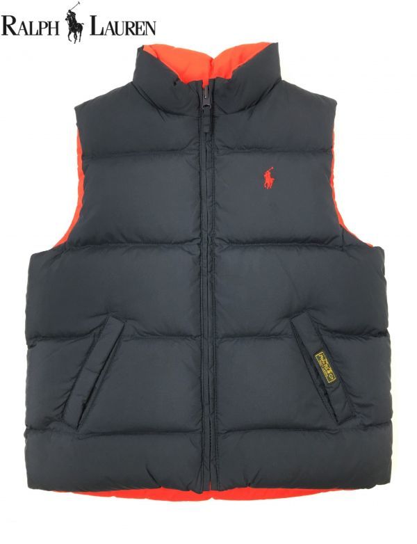 RALPH LAUREN○110cm-120cm○リバーシブル ポニー刺ダウン ベスト 