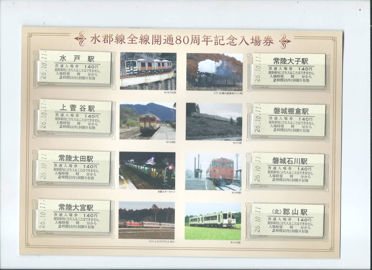 JR東日本水戸支社 水郡線全線開通80周年記念入場券 平成26