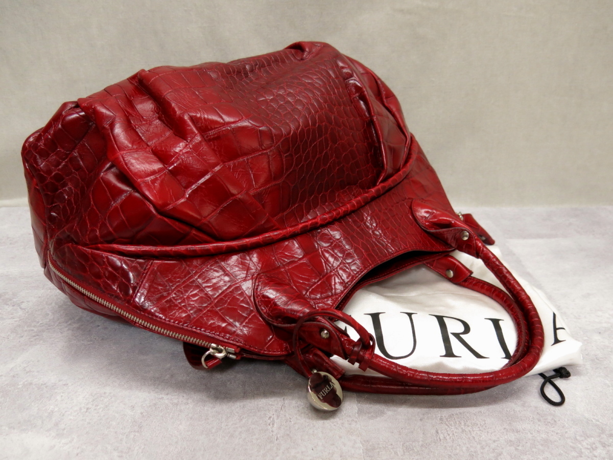 正規品の人気商品通販 ④ FURLA フルラ 型押し レザーバッグ bag 100