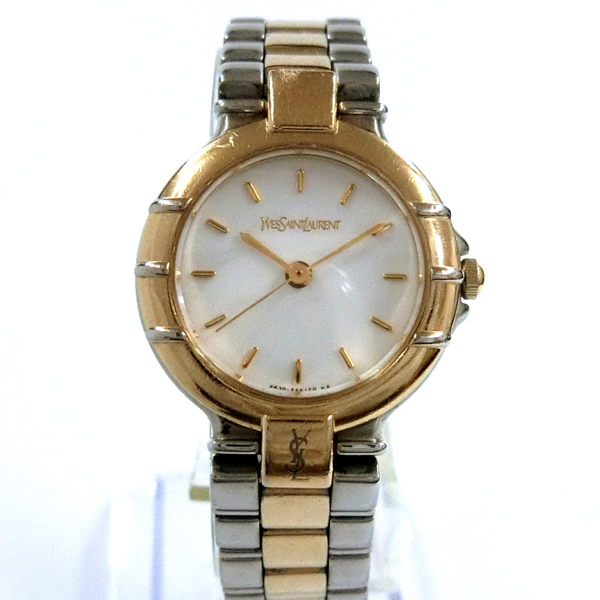 稼動品 Yves Saint Laurent イヴサンローラン YSL 4630-E63476Y 白文字盤 QZ クォーツ レディース腕時計 菊NS