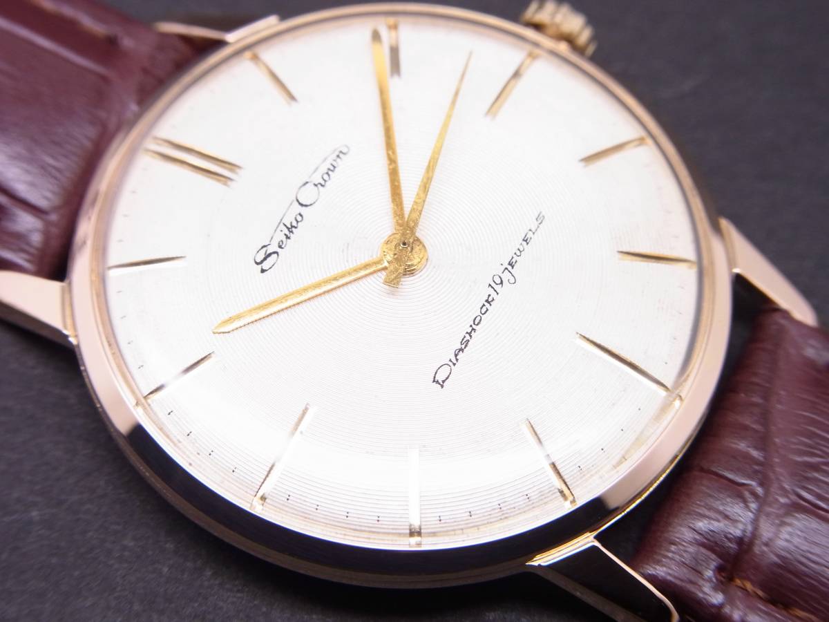セイコー クラウン 19石 手巻き時計 レコードダイアル 1960年製 