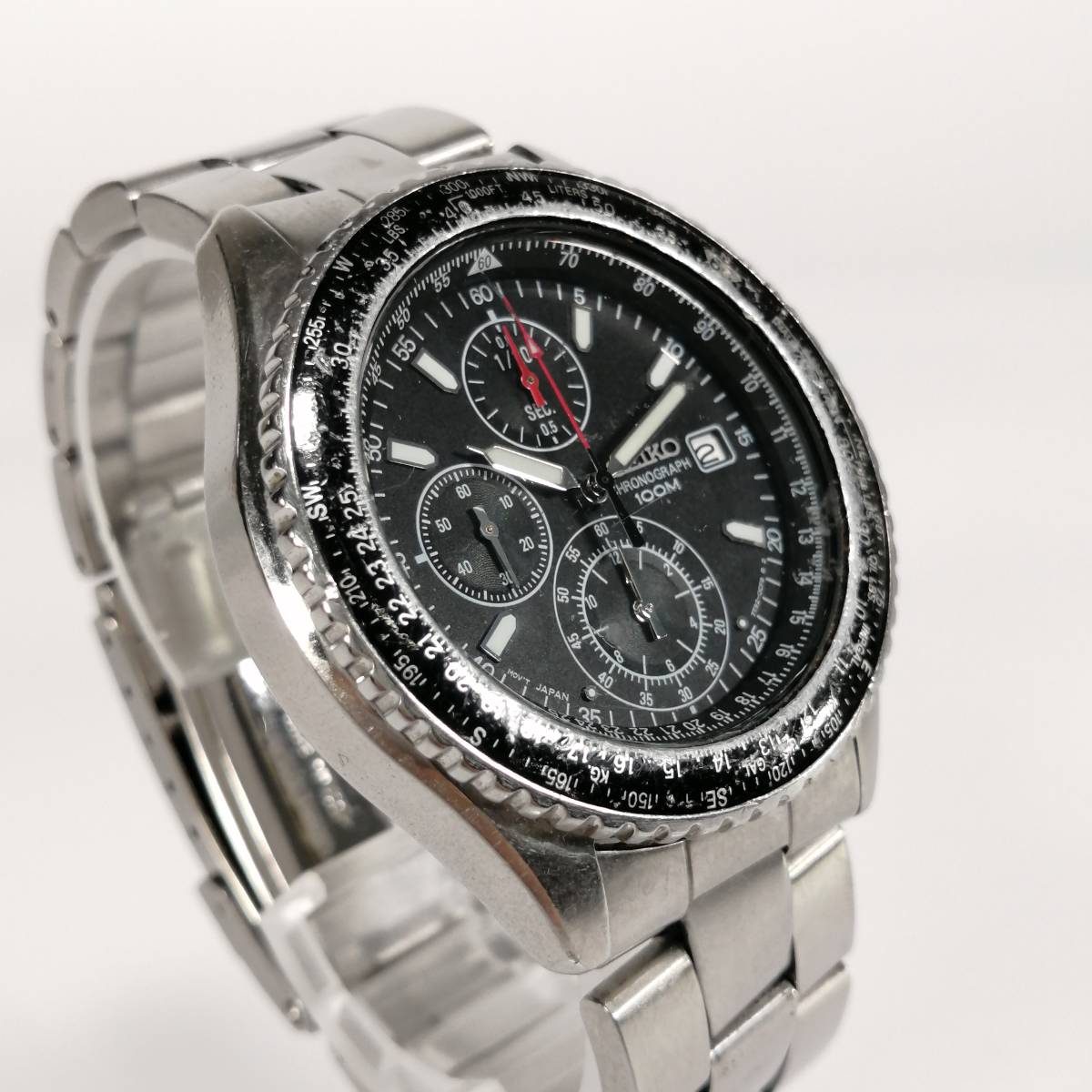 電池交換済 SEIKO クロノグラフ クォーツ メンズ 腕時計 7T92-00F0 