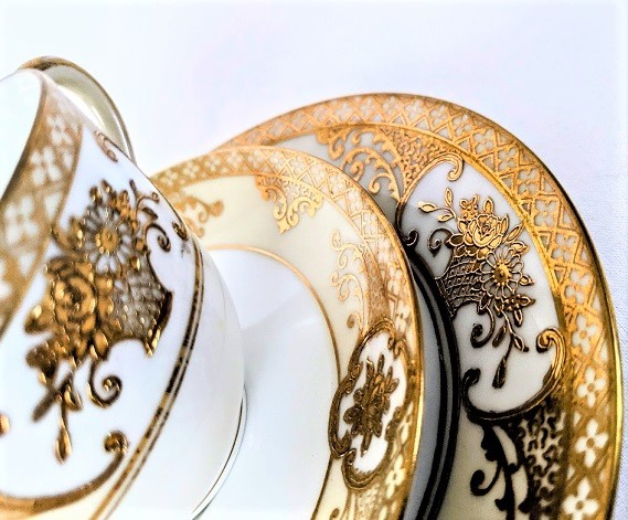 貴重な美品！ オールドノリタケ 金盛上花籠装飾 キャビネットトリオ