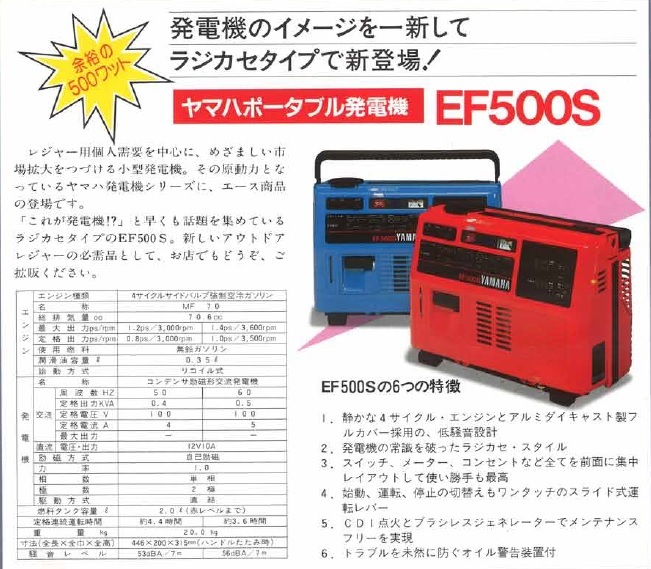 ヤマハ EF500S 発電機 未使用？ 送料込み YAMAHA 公式通販 発電機