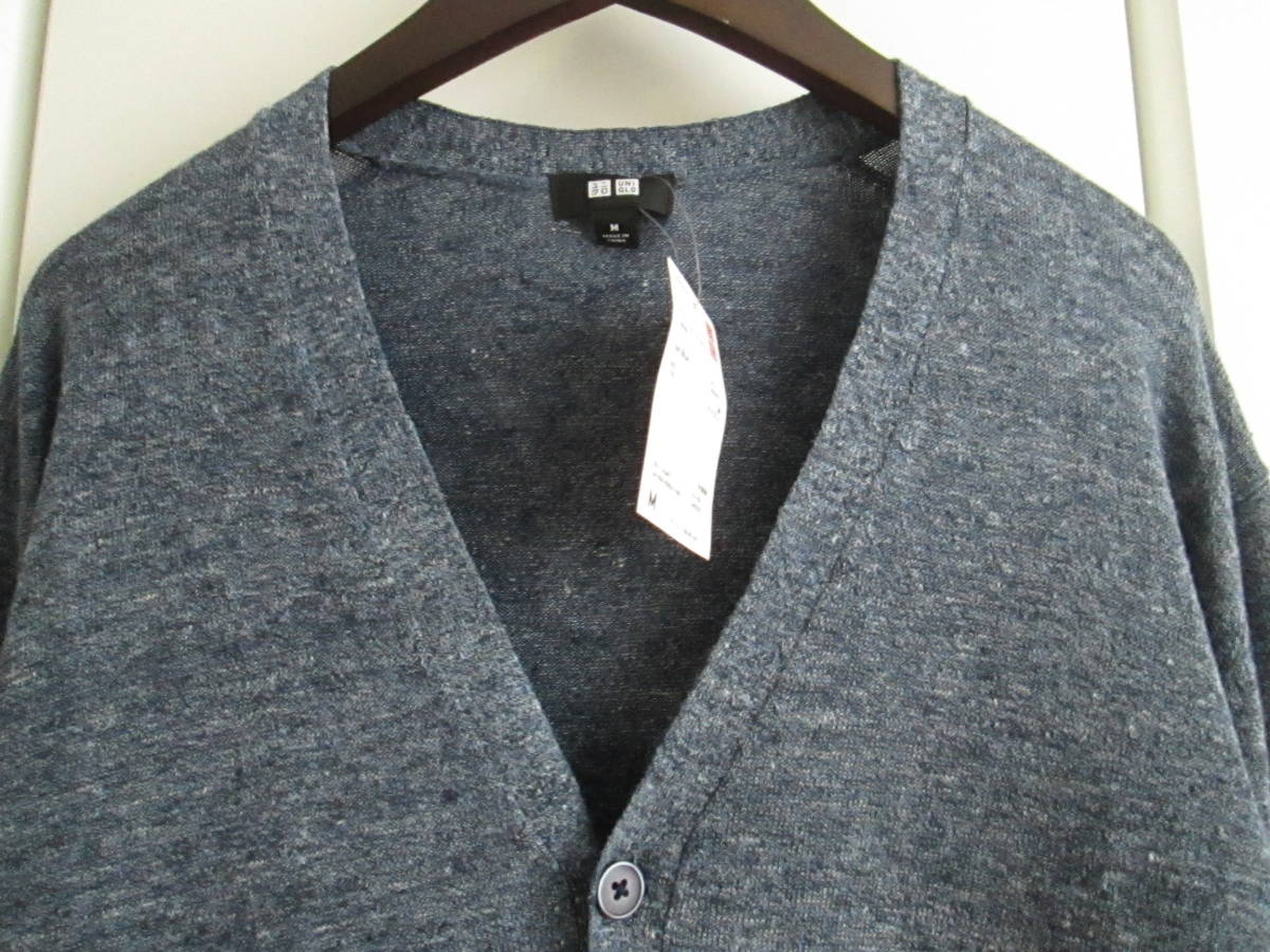 タグ付き 品 Uniqlo ユニクロ リネン Vネック 長袖 カーディガン メンズ 青 ブルー ミックス Sz M トップス 売買されたオークション情報 Yahooの商品情報をアーカイブ公開 オークファン Aucfan Com