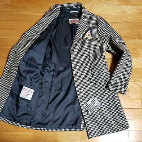 BEAMS LIGHTS チェスターコート ハリスツイード 千鳥柄 圧巻の風格☆ビームス 秋冬高級『ハリスツイード 千鳥格子織ツイード