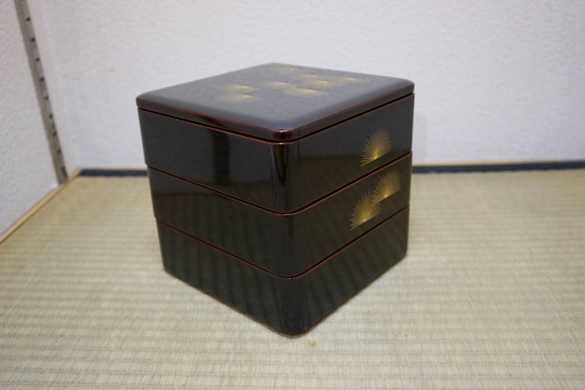 流】木製漆器 真塗小吸物膳十客 共箱 CX314