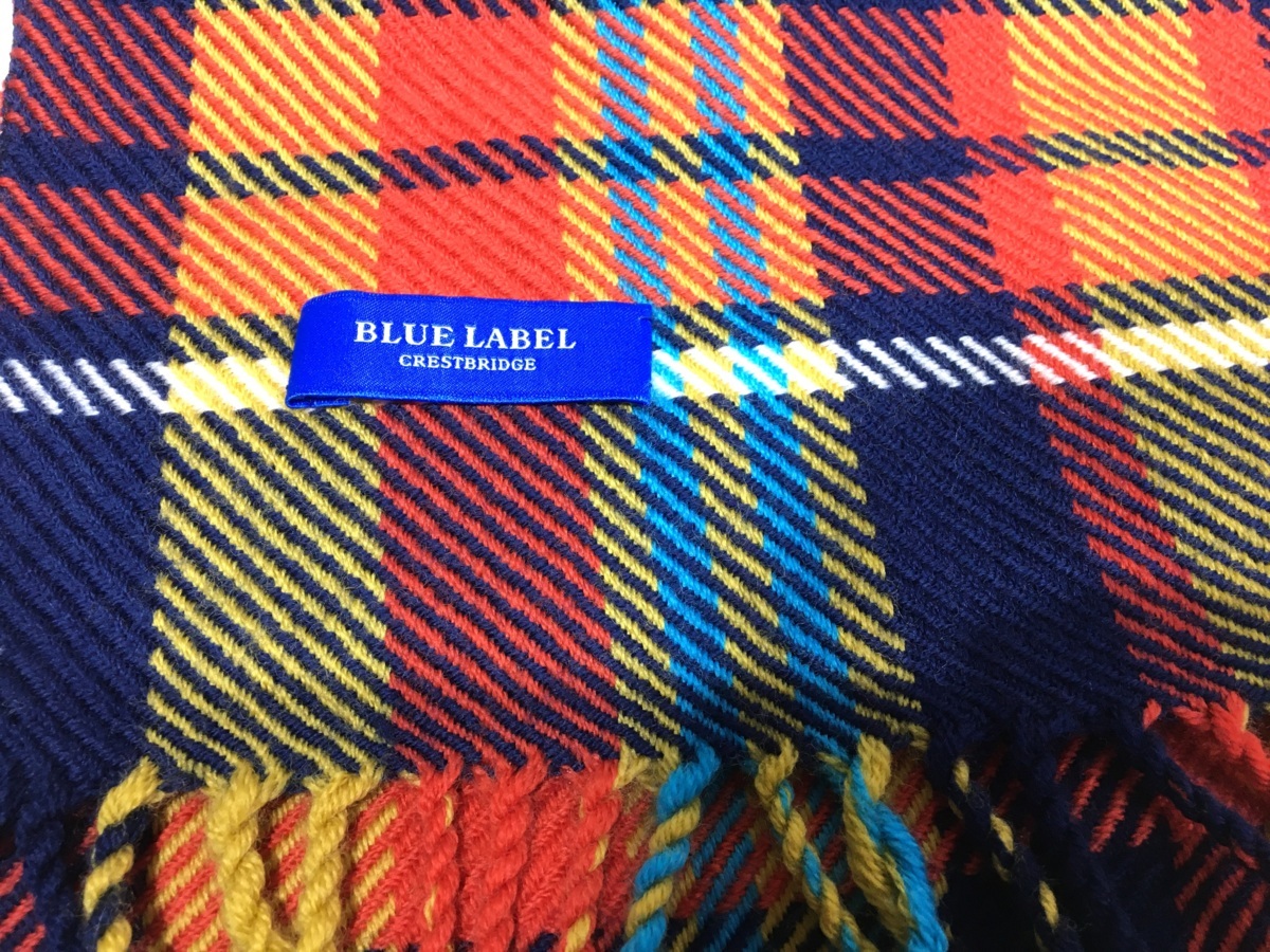 【美品】ブルーレーベルクレストブリッジ マフラー ウール カシミヤ混 フリンジ 新春セール！新品 ブルーレーベル クレストブリッジ カシミヤ混 ウール