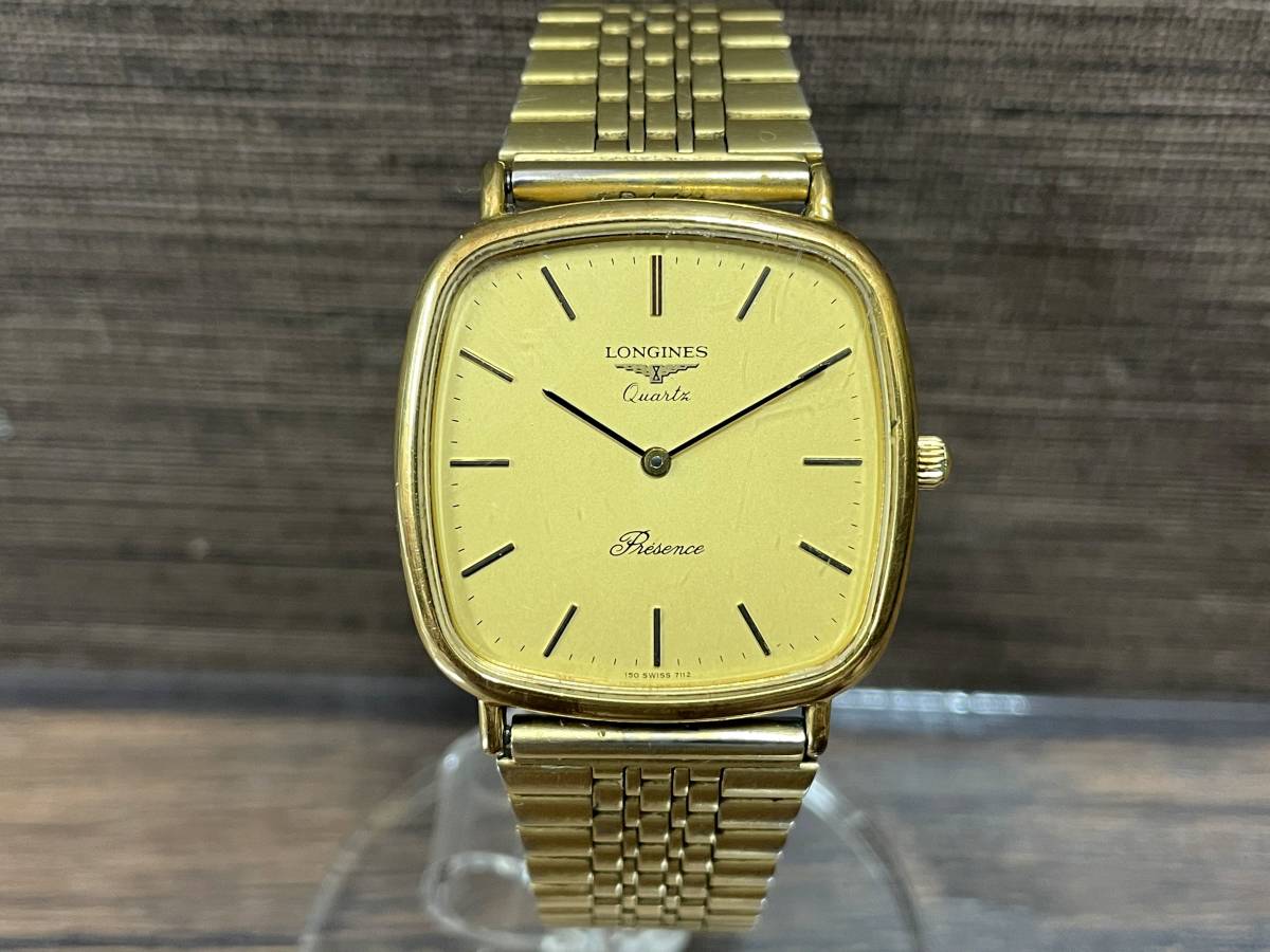 ロンジン スクエア LONGINES 腕時計 クォーツ メンズ ゴールド 2針