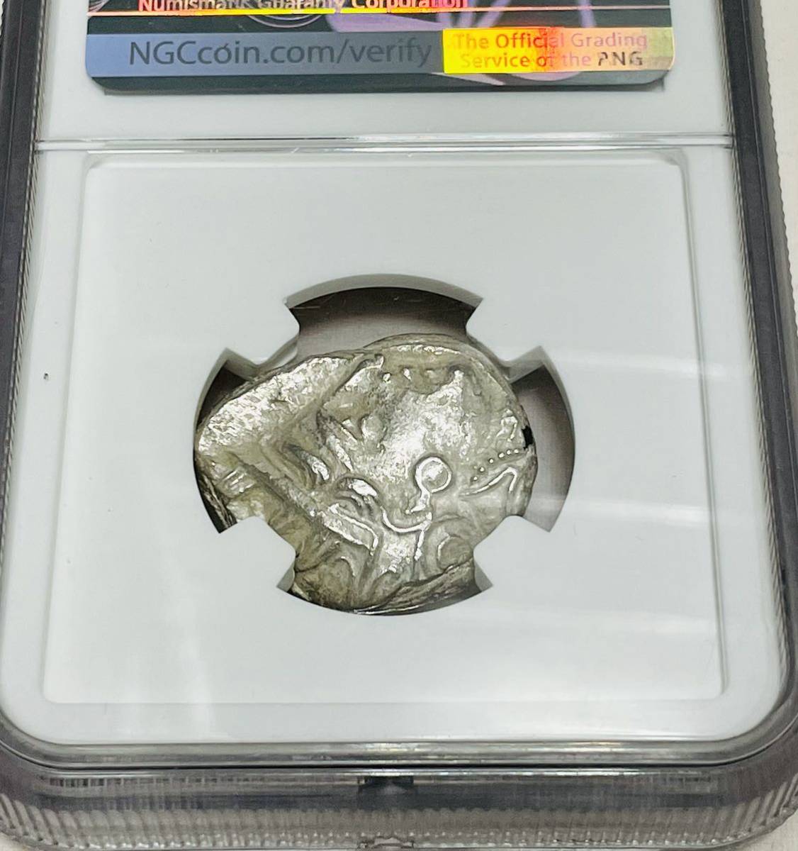 古代ギリシャ テトラドラクマ ふくろう 銀貨】NGC AU 打刻5/5 表面2/5