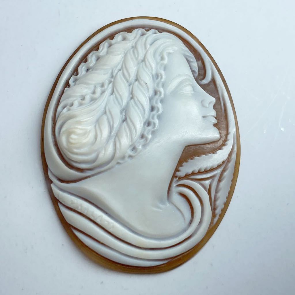 Patrizia Parlati作!［シェルカメオ 8.1g］50.25×38.65mm ルース 裸石