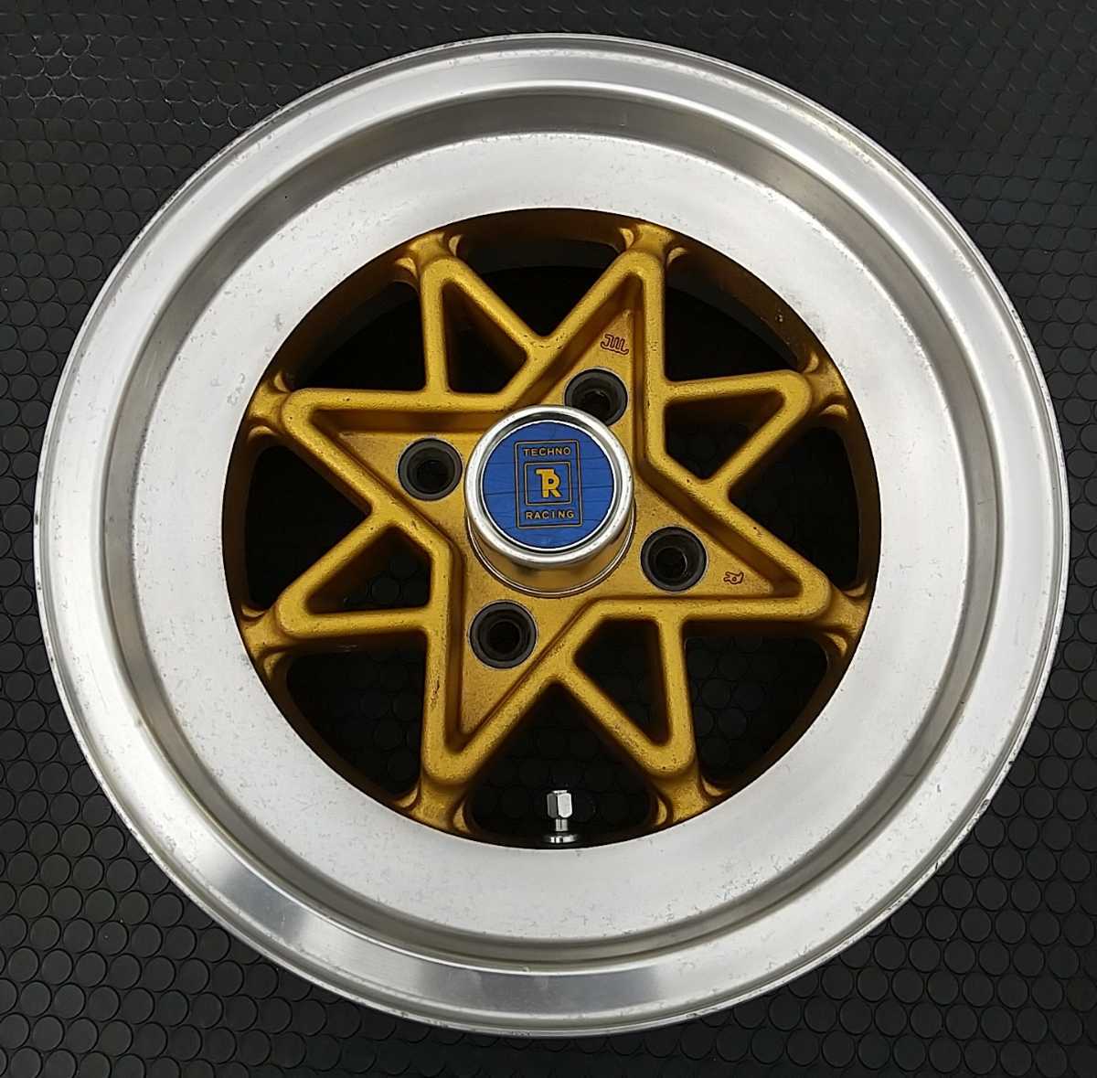 TECHNO テクノレーシング 14インチ 6J 4H 114.3 +15 キャップ付 当時物 
