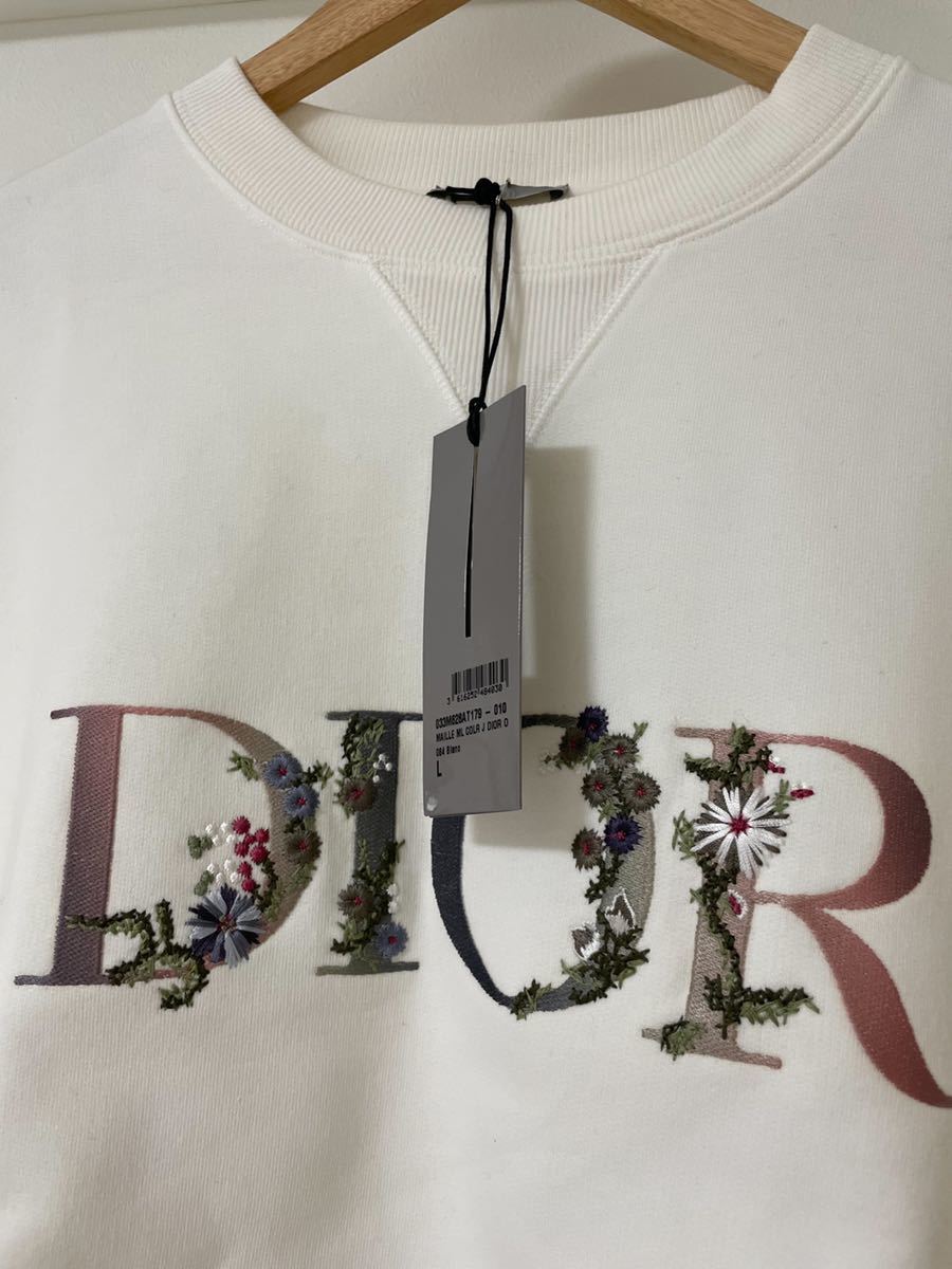 国内正規品新品Dior flowers 刺繍ロゴオーバーサイズ スウェット白L