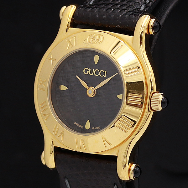 1円★稼働◎正規良品【グッチ】QZ 6500L 黒文字盤 レディース腕時計 A0153353