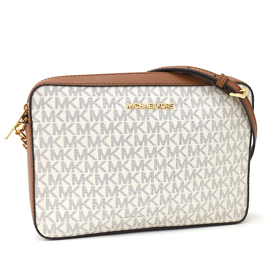 1円 ◆未使用品 MICHAEL KORS マイケルコース ショルダーバッグ 斜め掛け ポシェット ジェットセットアイテム 35F8GTTC3B ロゴ バニラ◆Bll