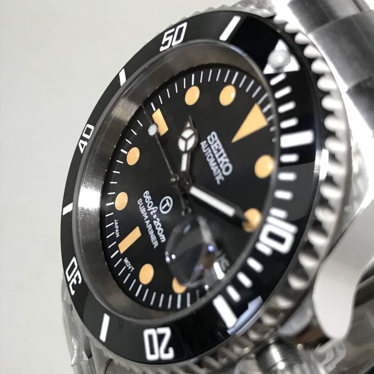 SEIKO MOD NH35 サブマリーナ裏スケルトン ビンテージブラック 